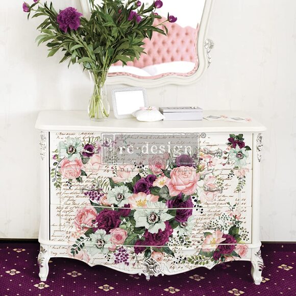 Re Design by Prima Transfer Sticker Violet Hill 47x33" Red Purple White Floral - Picture 1 of 2